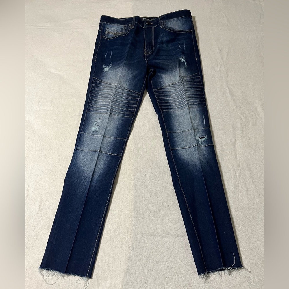 Southpole Jeans Mens 31x29 Blue Skinny‎ Distressed Pants Starch